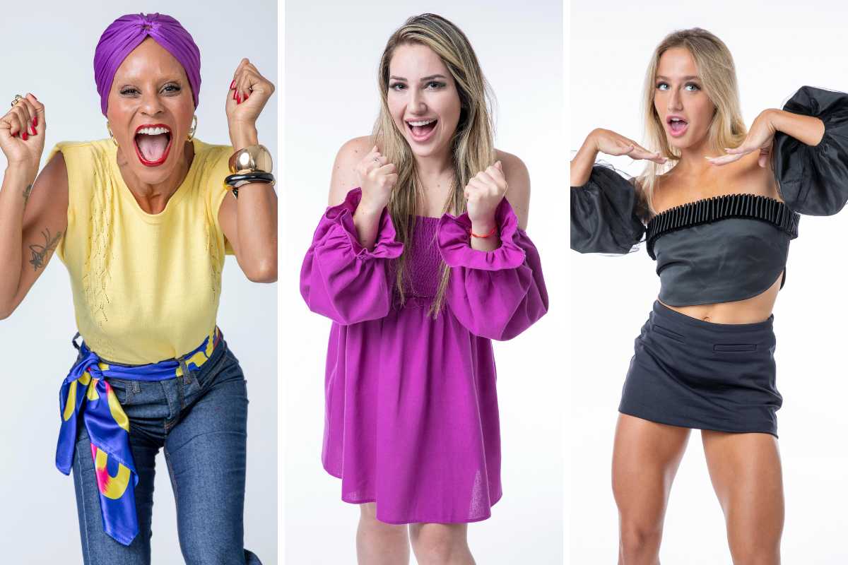 fotomontagem de aline wirley, amanda meirelles e bruna grihao posando para o bbb23