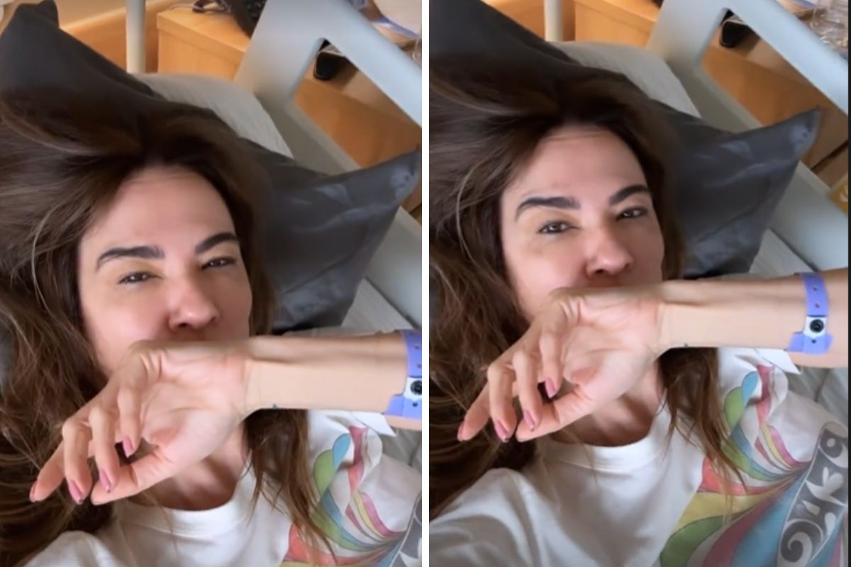 Luciana Gimenez na cama do hospital
