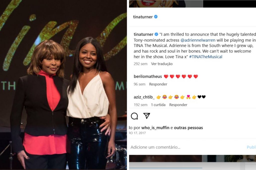 post-tina-turner-atriz-adrienne-warren-1024x683-1 Post de Tina turner apresentando a atriz Adrienne Warren, que a interpreta em musical, em Londres