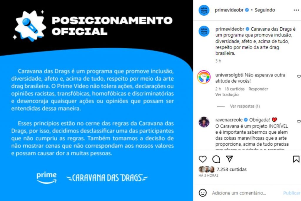 pronunciamento-amazon-prime-video-caravana-das-drags-instagram-1024x683-1 Prime Video se pronunciando sobre desclassificação em Caravana das Drags no Instagram