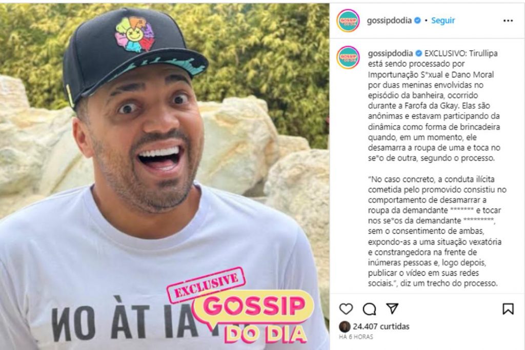 publciacao-processo-tirullipa-assedio-farofa-gkay-instagram-1024x683-1 Publicação sobre processo de Tirullipa por assédio na Farofa da Gkay no Instagram