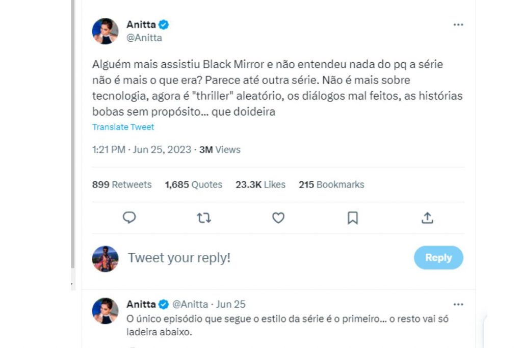 anitta reclamando de black mirror