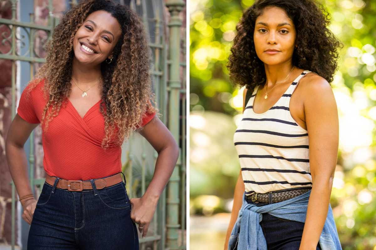 fotomontagem de sol (sheron menezzes) em vai na fé e aline (barbara reis) em terra e paixão