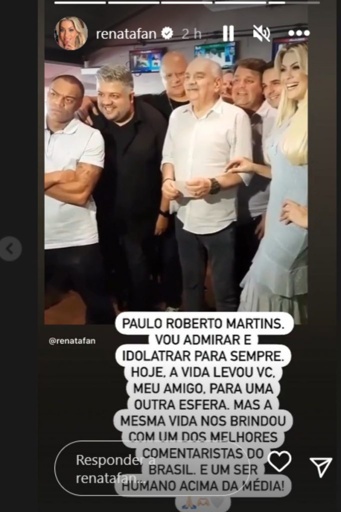 Renata Fan faz homenagem a Paulo Morsa