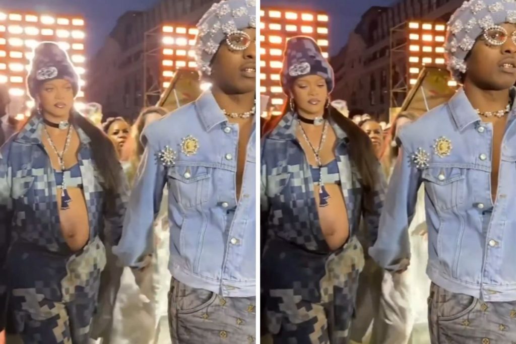 rihanna-aap-rock-desfile-louis-vuitton-1024x683-1 Rihanna e A$AP Rock com looks combinando, em desfile da Louis Vuitton