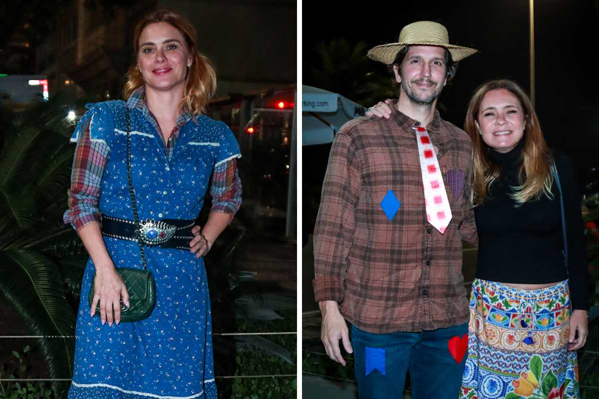 fotomontagem de carolina dieckmann e vladimir brichta e adriana esteves em festa junina na zona sul do rio de janeiro