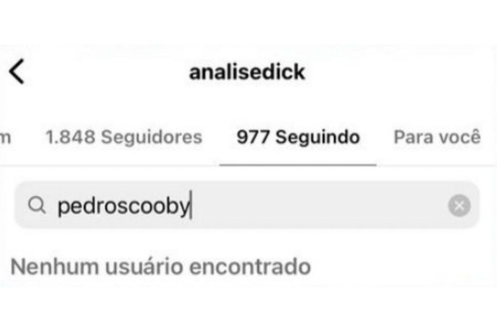 unfollow da mãe de cintia dicker em pedro scooby