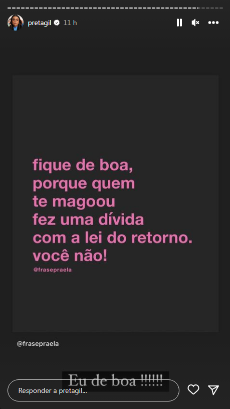 Preta Gil posta novas indiretas em suas redes sociais. (Foto: Reprodução/Instagram) Lorena Bueri