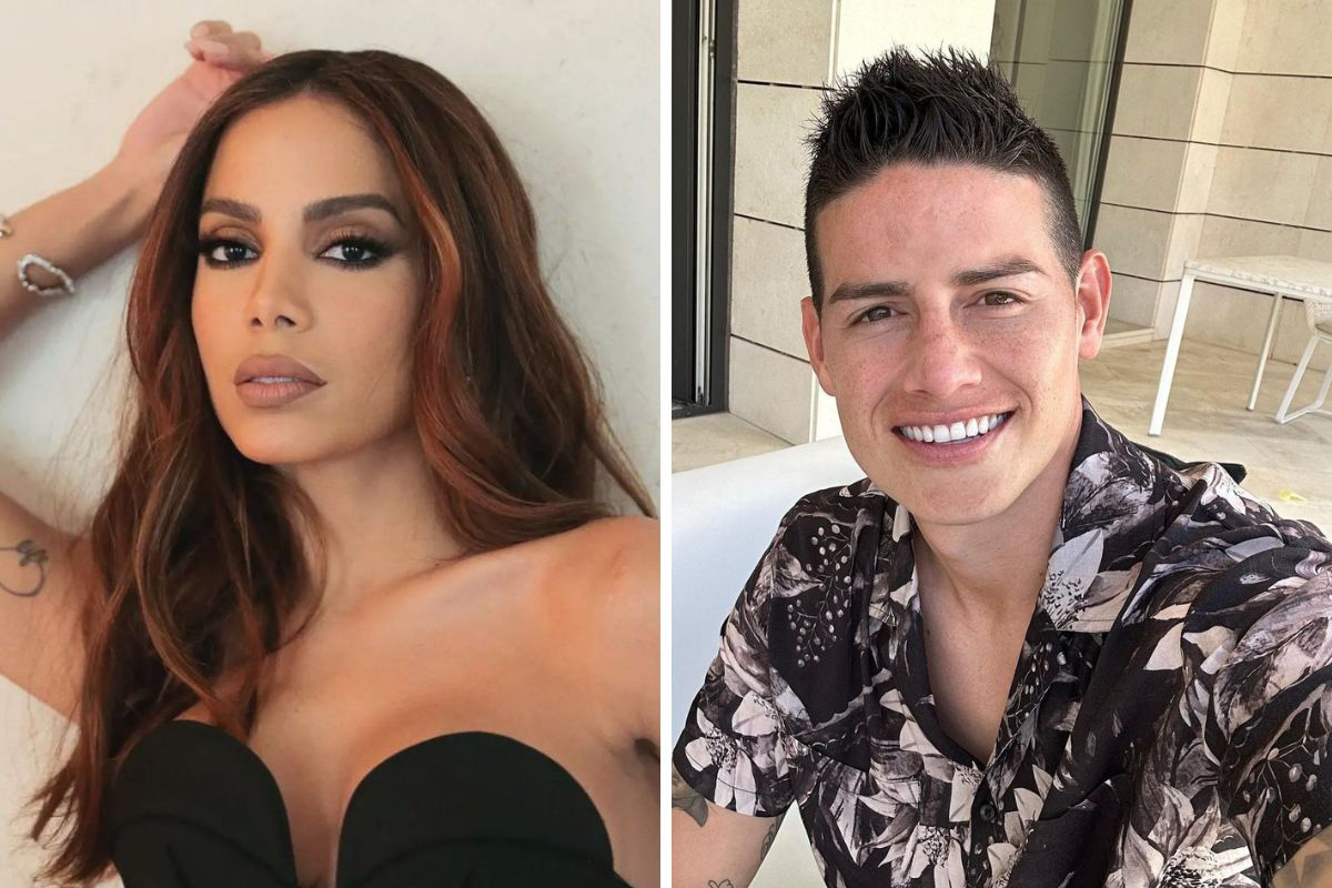Fotomontagem Anitta e James Rodríguez