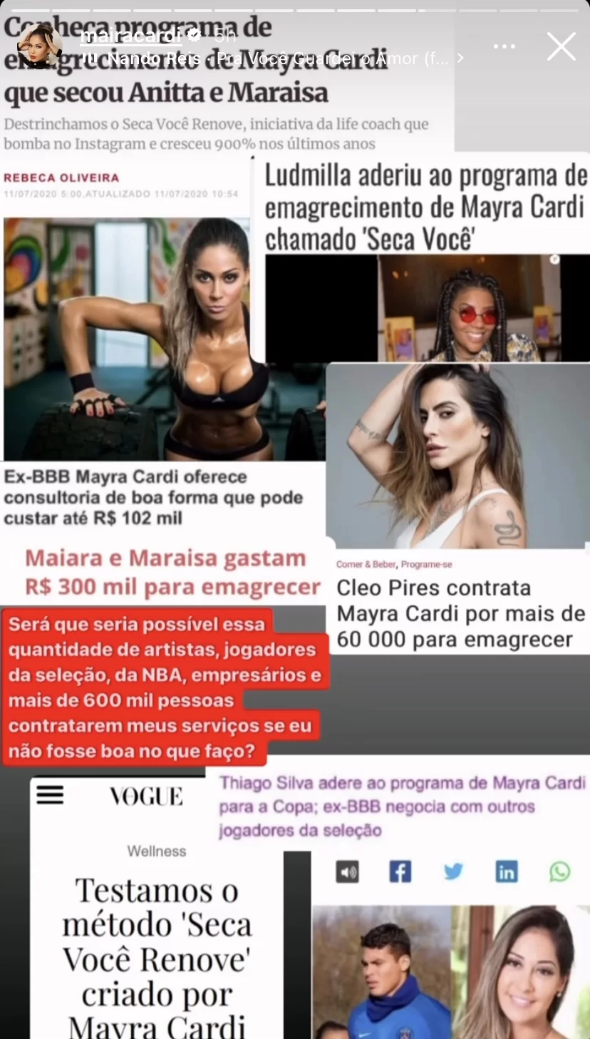 Maíra Cardi via redes sociais (Foto: Reprodução/Instagram/@mairacardi)  Lorena Bueri