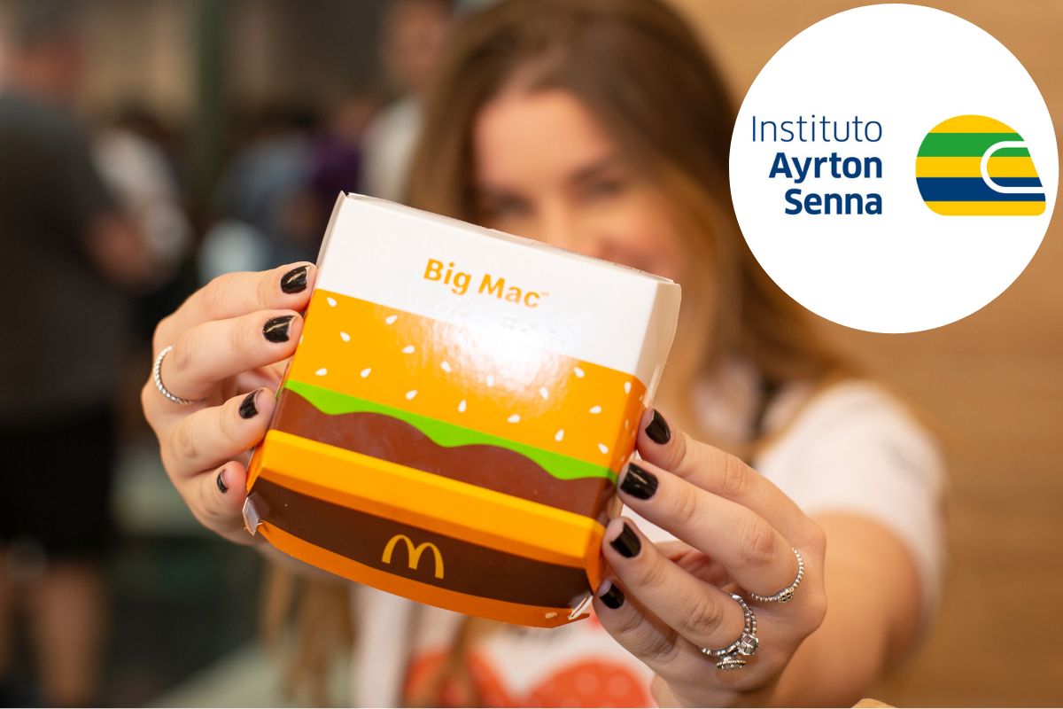 Fotomontagem Big Mac e Instituto Ayrton Senna