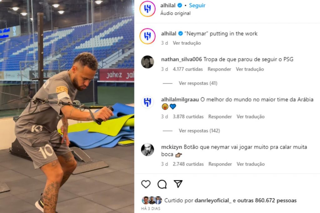 Neymar treinando na academia do Al-Hilal