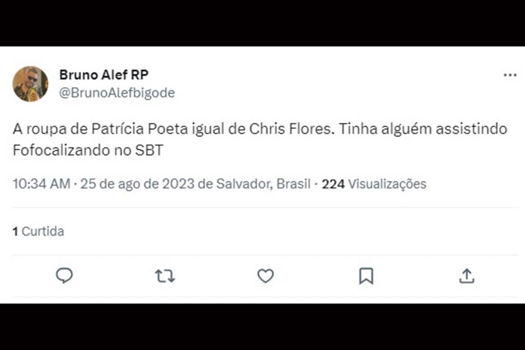 Patrícia Poeta e Chris Flores usaram a mesma blusa