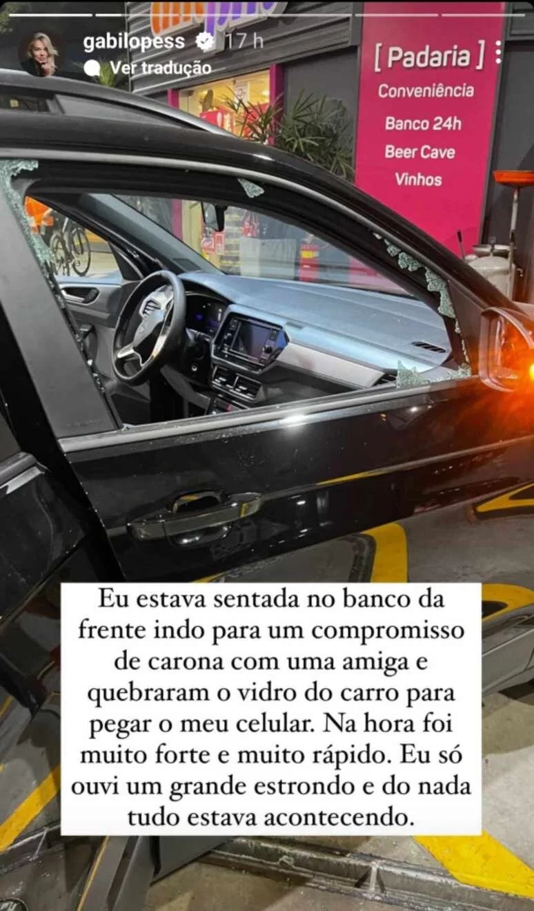 Gabi Lopes é vitima de assalto em São Paulo (Foto: reprodução/Instagram/@gabilopess) Lorena Bueri