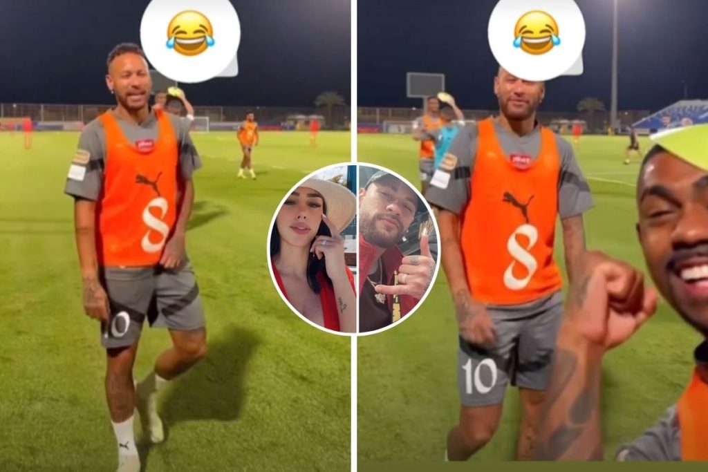 Fotomontagem de Neymar sem aliança em treino