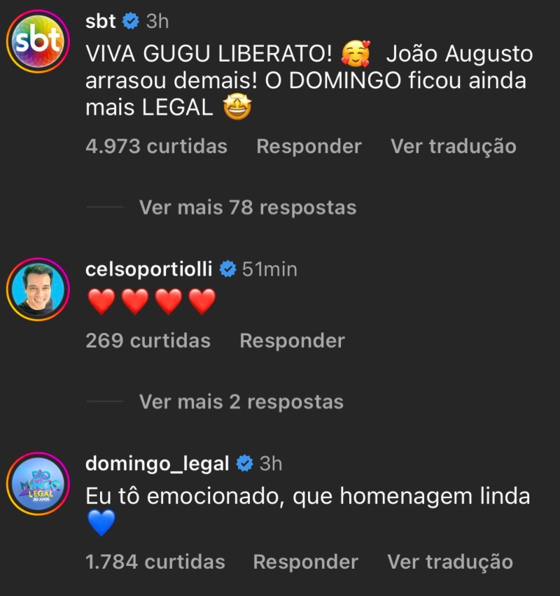 Comentários do SBT sobre homenagem ao Gugu