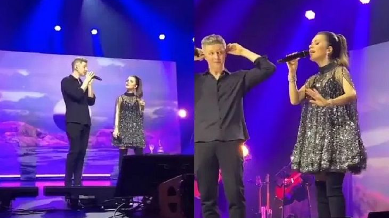 Sandy abre show na companhia do ex-marido, Lucas Lima Lorena Bueri