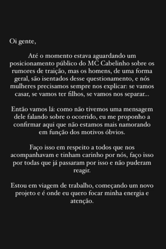 postagem-bella-campos-fim-do-namoro-683x1024-1 Postagem de Bella Campos sobre fim do namoro