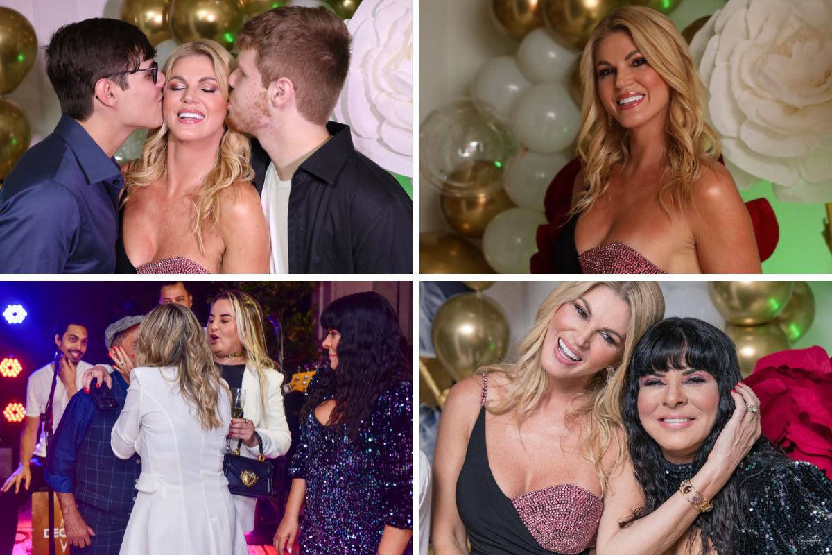 Fotos de Val Marchiori com convidados na festa de aniversário