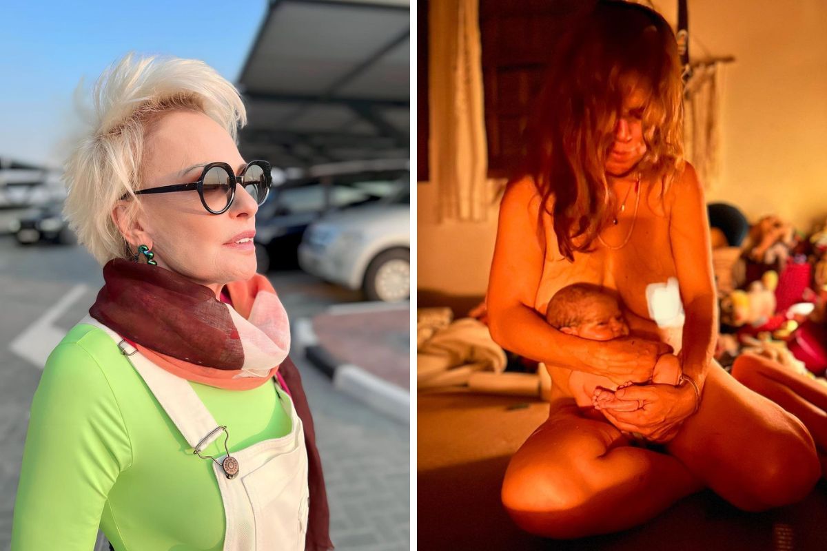 Ana Maria Braga em Dubai e sua filha, Mariana Maffeis, após dar à luz