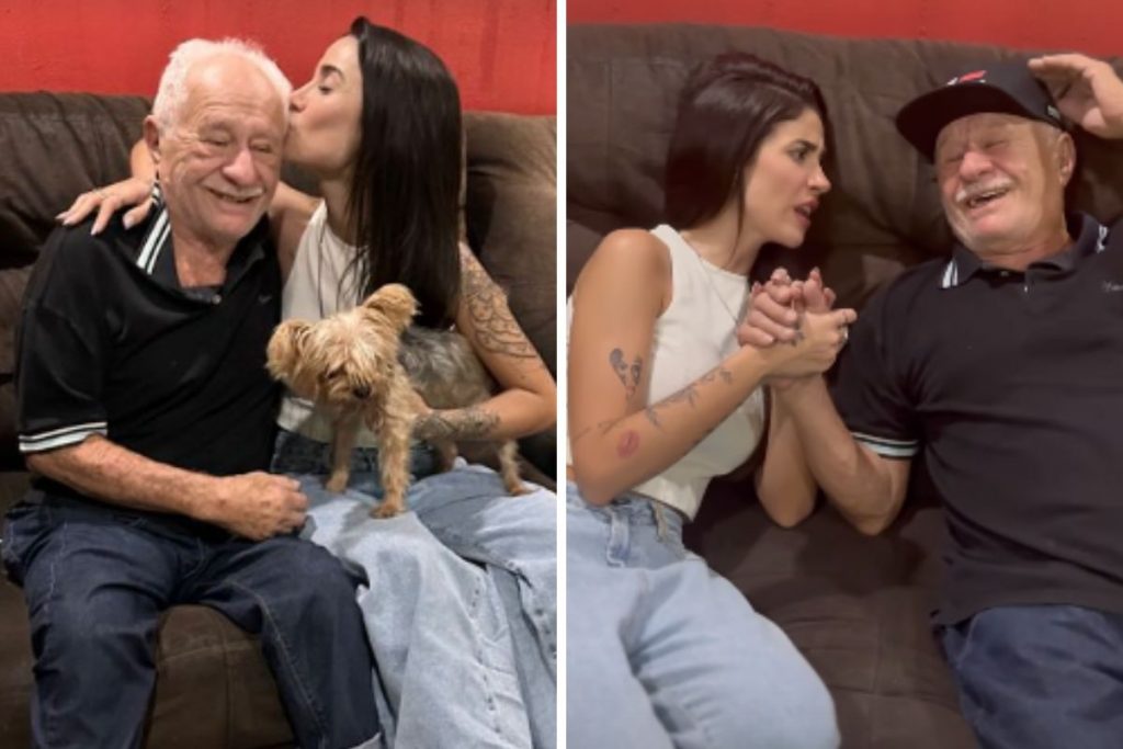 Bianca Andrade abraçada ao avô Inácio