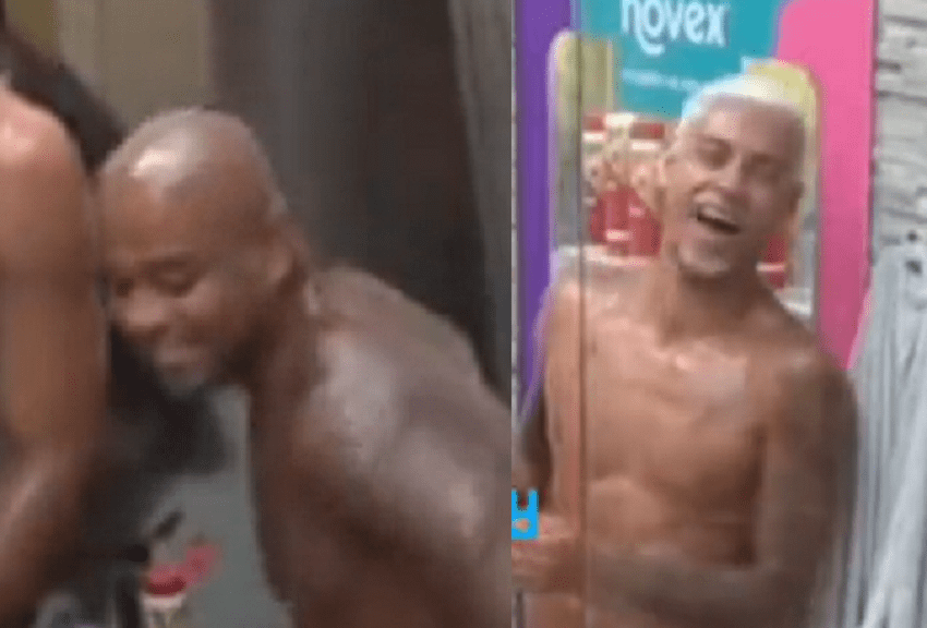 Tá afim? No banho, Cezar Black abaixa sunga, se vira para WL Guimarães e dispara: “Receba”; veja vídeo