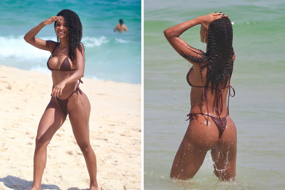 brunna gonçalves de biquíni na praia