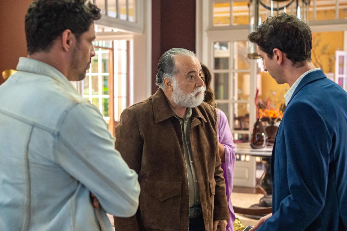 Caio (Cauã Reymond), Antonio La Selva ( Tony Ramos ) Daniel (Johnny Massaro) em "Terra e Paixão"