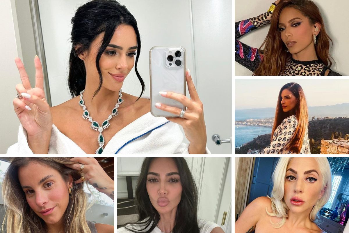 Fotomontagem com Bruna Biancardi, Anitta, Mariana Rios, Lady Gaga, Kim Kardashian e Shantal