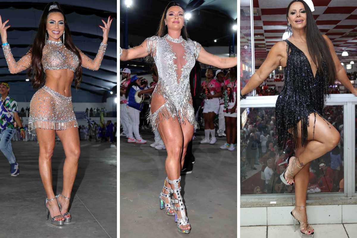 fotomontagem de erika schneider, juju salimeni e viviane araujo em eventos de carnaval