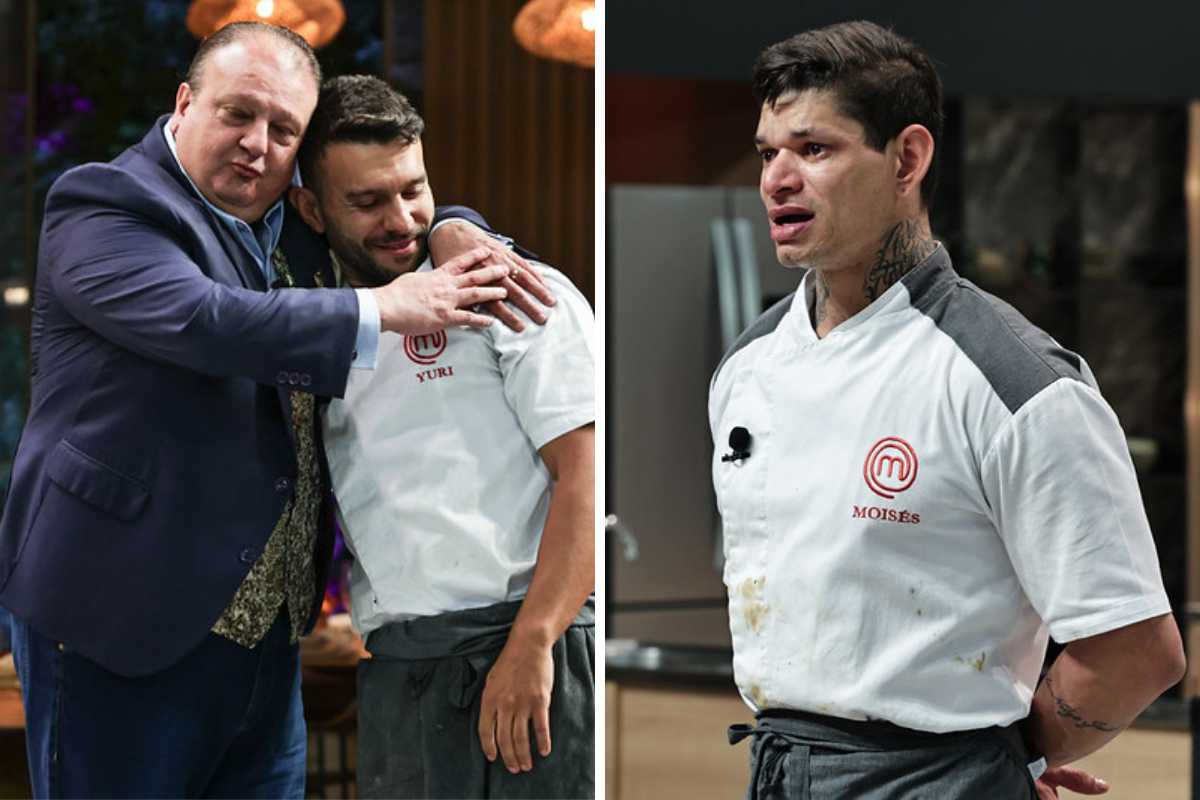 Yuri sendo eliminado e Moisés chorando após ser desclassificado do MasterChef Profissionais