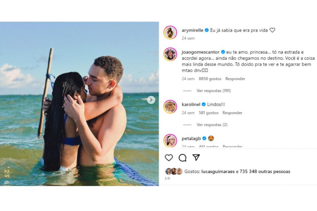 João Gomes e Ary Mirelle na praia