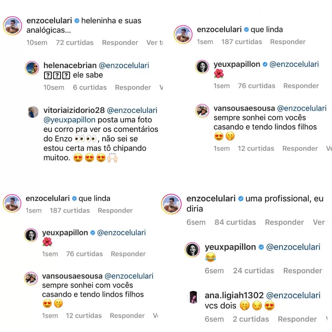 Comentários feitos no Instagram