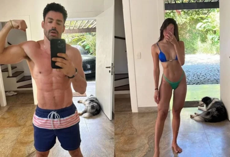 Cauã Reymond e Luiza Watson no mesmo local