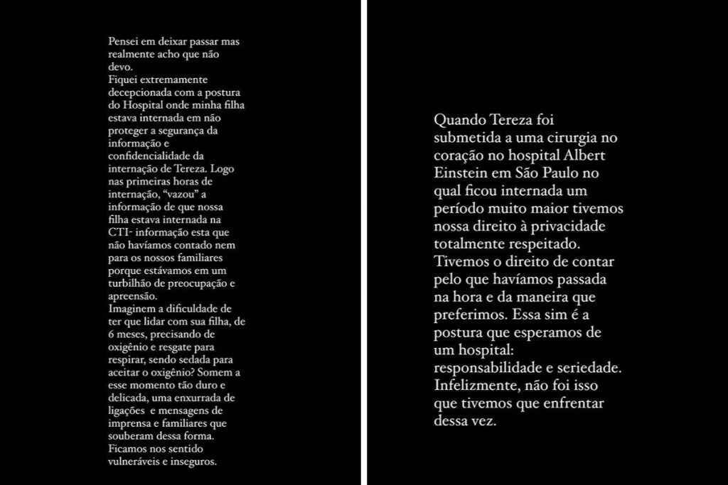 Thaila Ayala desabafa sobre hospital vazar informações importantes