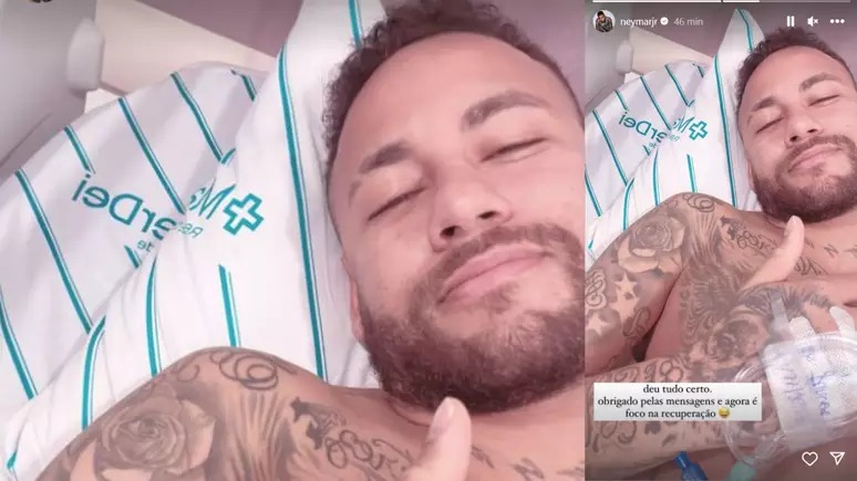 “Foco na recuperação”, diz Neymar após cirurgia no joelho