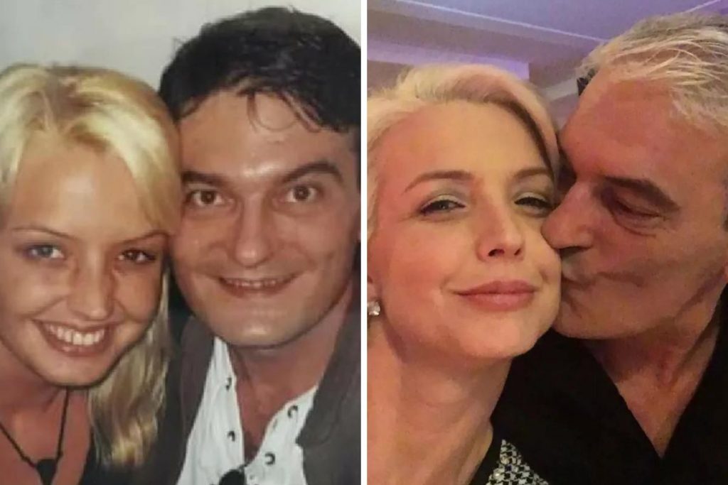 Fotomontagem de Alessandra Scatena com o marido, Rogério Gherbali, quando jovens e mais velhos