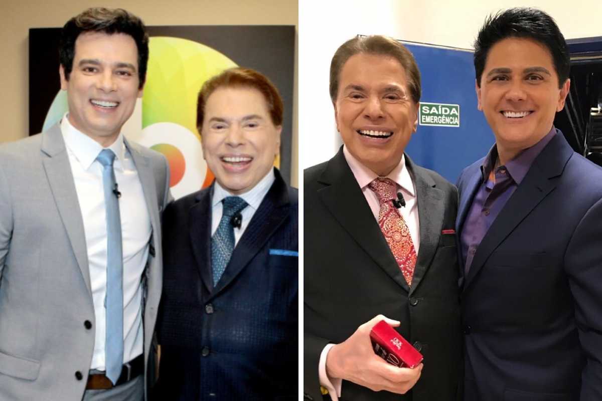 fotomontagem de silvio santos com celso portiolli e cesar filho