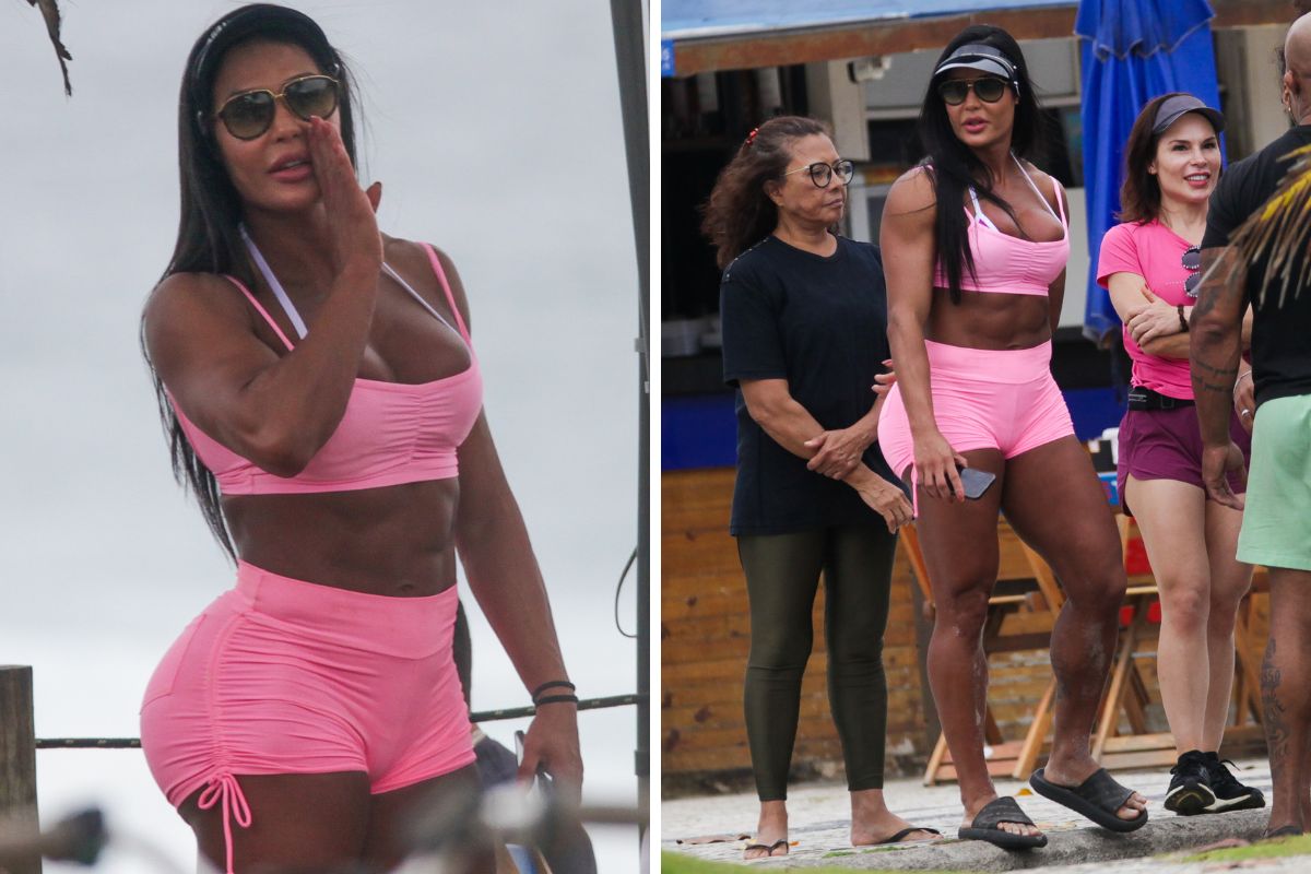 Gracyanne Barbosa foi clicada na praia da Barra da Tijuca