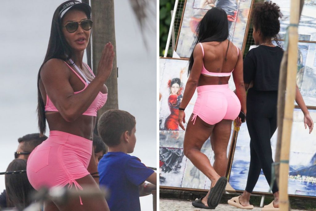 Gracyanne Barbosa foi clicada na praia da Barra da Tijuca