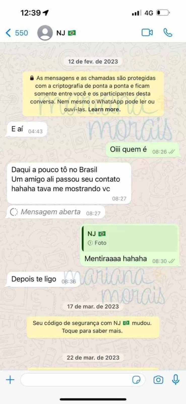 Print da conversa entre Neymar e Aline Farias. (Reprodução/Contigo!)