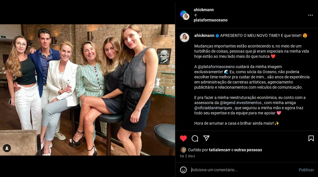 Post de Ana Hickmann no Instagram