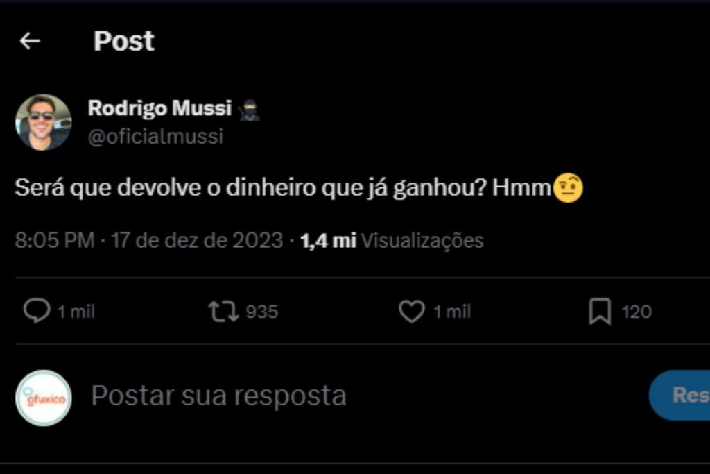 Rodrigo Mussi alfineta Viih Tube e influencers da Blaze (Reprodução/X)