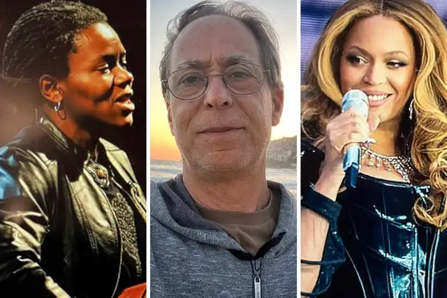 fotomontagem de tracy chapman, pedro cardoso e beyoncé