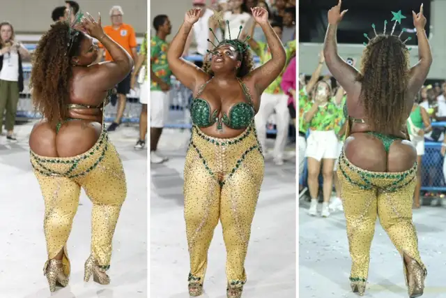 Jojo Toddynho com bumbum de fora no ensaio técnico da Mocidade Independente de Padre Miguel, na Sapucaí