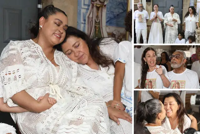 Preta Gil com amigos e familiares em missa que celebra sua cura do câncer