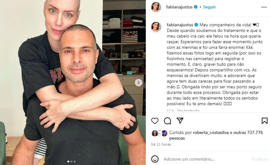 Fabiana Justus e seu companheiro Bruno