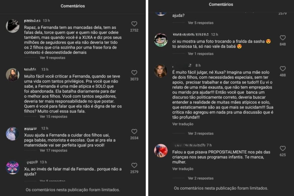comentarios-contra-xuxa-1024x683-1 Comentários negativos contra a fala de Xuxa sobre Fernanda