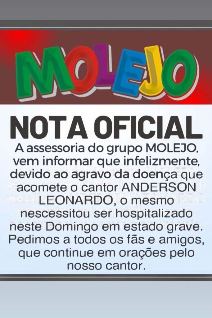 Comunicado internação de Anderson Leonardo