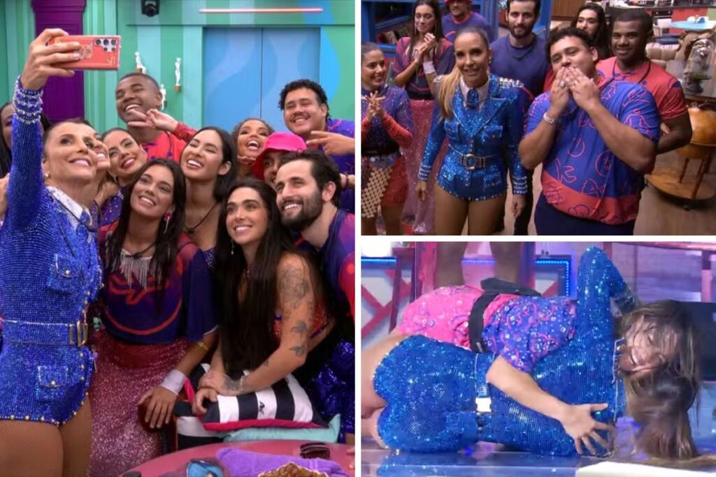 Ivete Sangalo com os brothers na casa do BBB 24